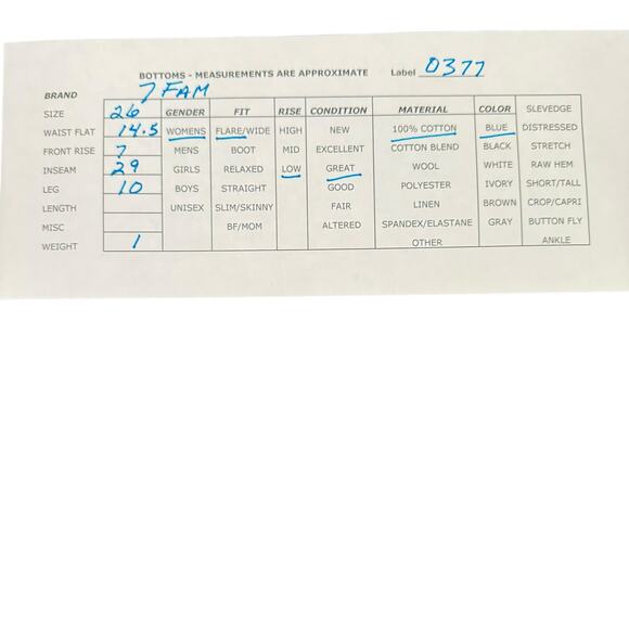 7 For All Mankind Dojo Flared Jeans Medium Wash Blue Low Rise Cotton Retro Sz 26 - Picture 12 of 12